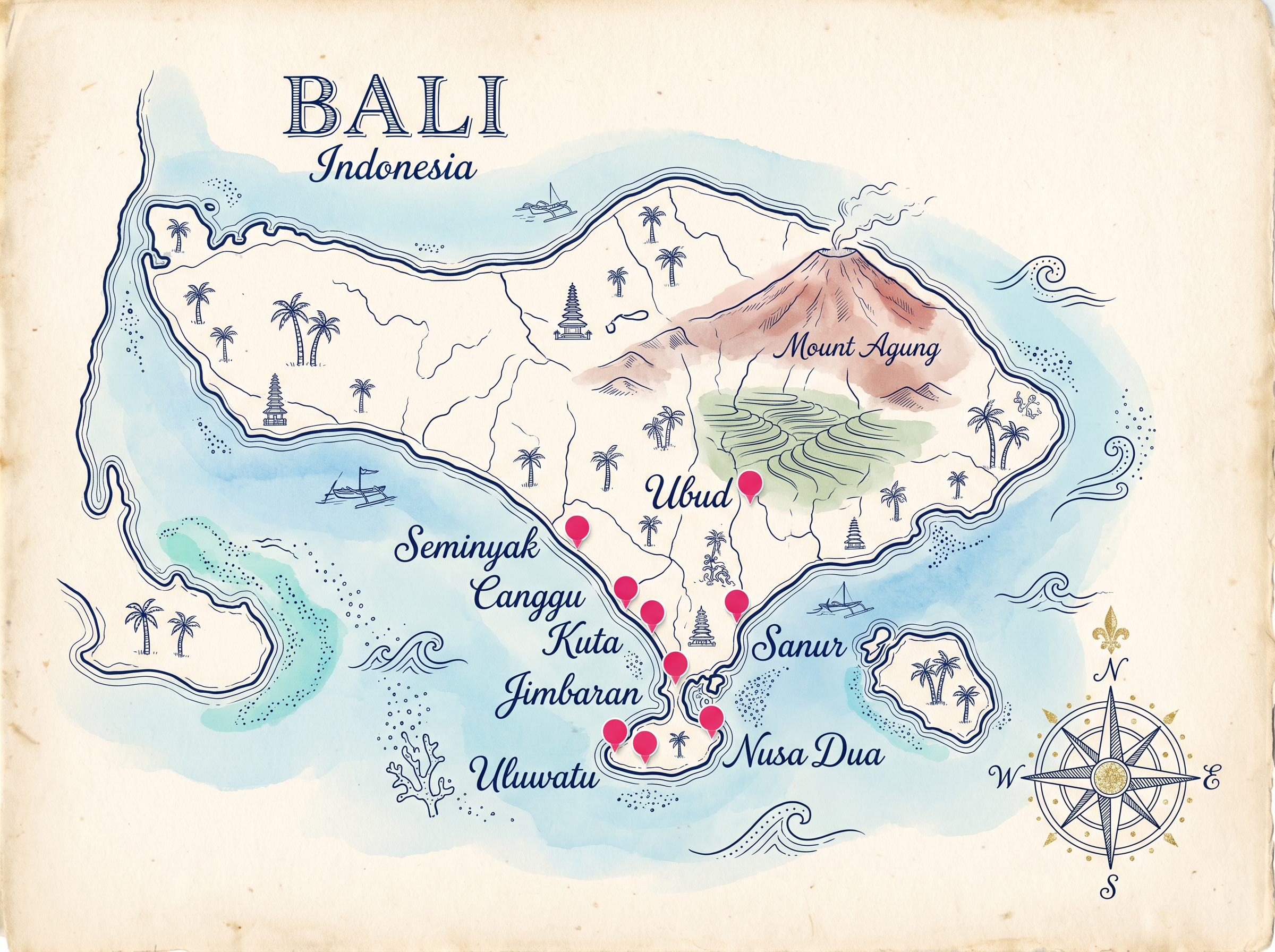 Bali illustrated atlas map