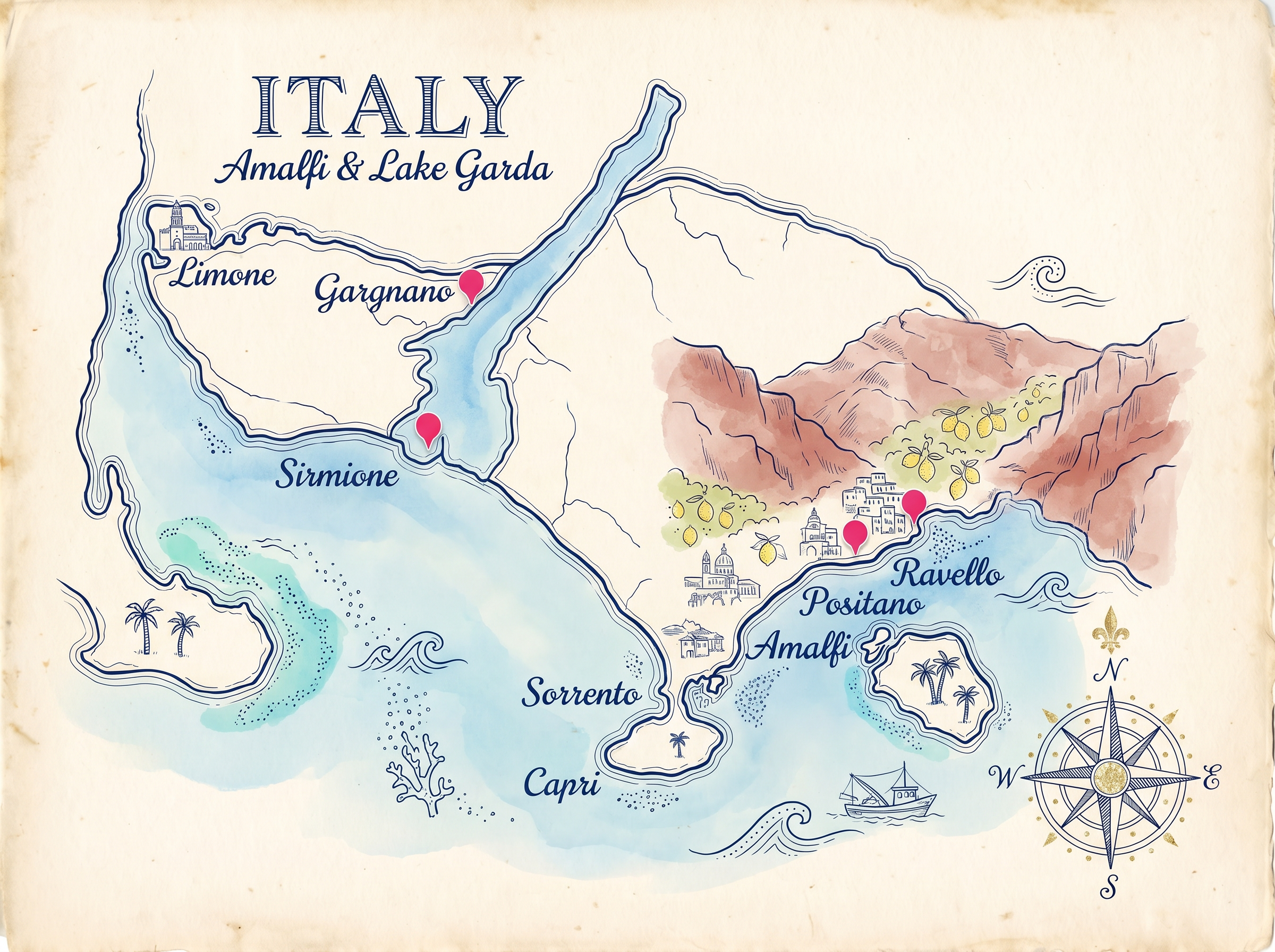 Italy illustrated atlas map